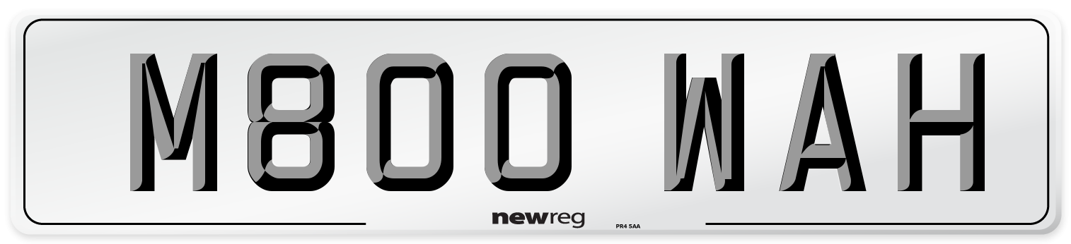 M800 WAH Number Plate from New Reg